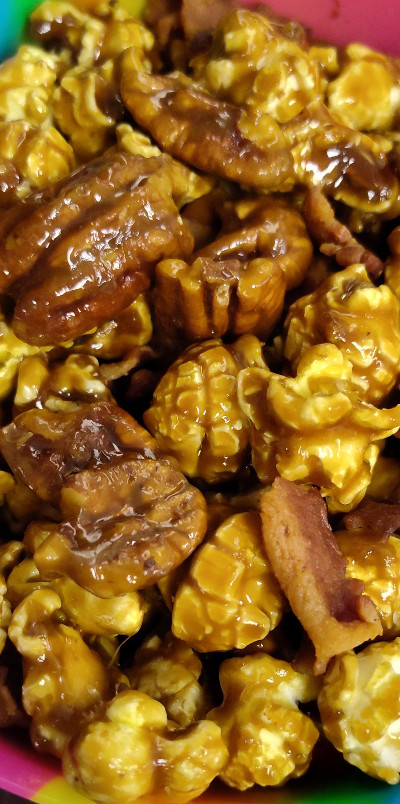 Bacon - Pecan Caramel Corn - Where the the savory, sweet, and nutty collides!!