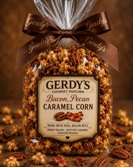 Bacon - Pecan Caramel Corn - Where the the savory, sweet, and nutty collides!!